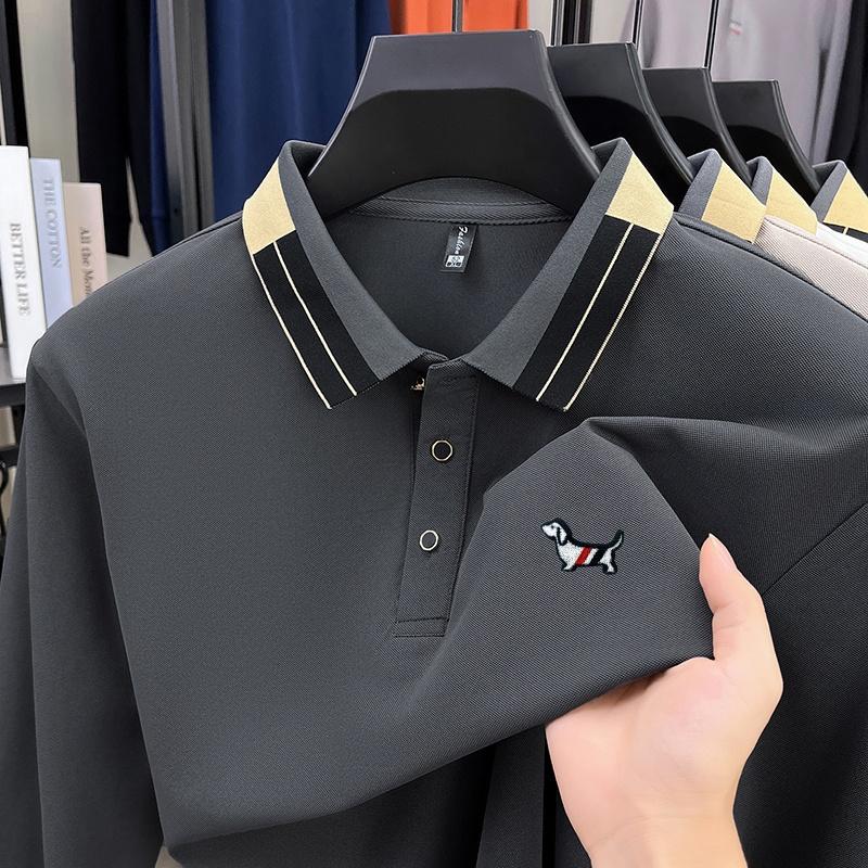 Polo pour homme T-shirt à manches longues avec imprimé chien exquis Arrivage Automne Polyvalent pour le travail et le quotidien Vêtements pour homme XL