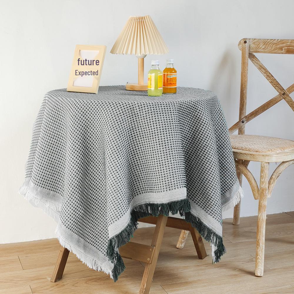 Boho Cotton Linen Tassel Tablecloth for Round Coffee & Dining Tables