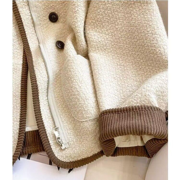 Fashionable and Slimming Sheepskin Coat with Thickened Cotton for Women In Autumn and Winter