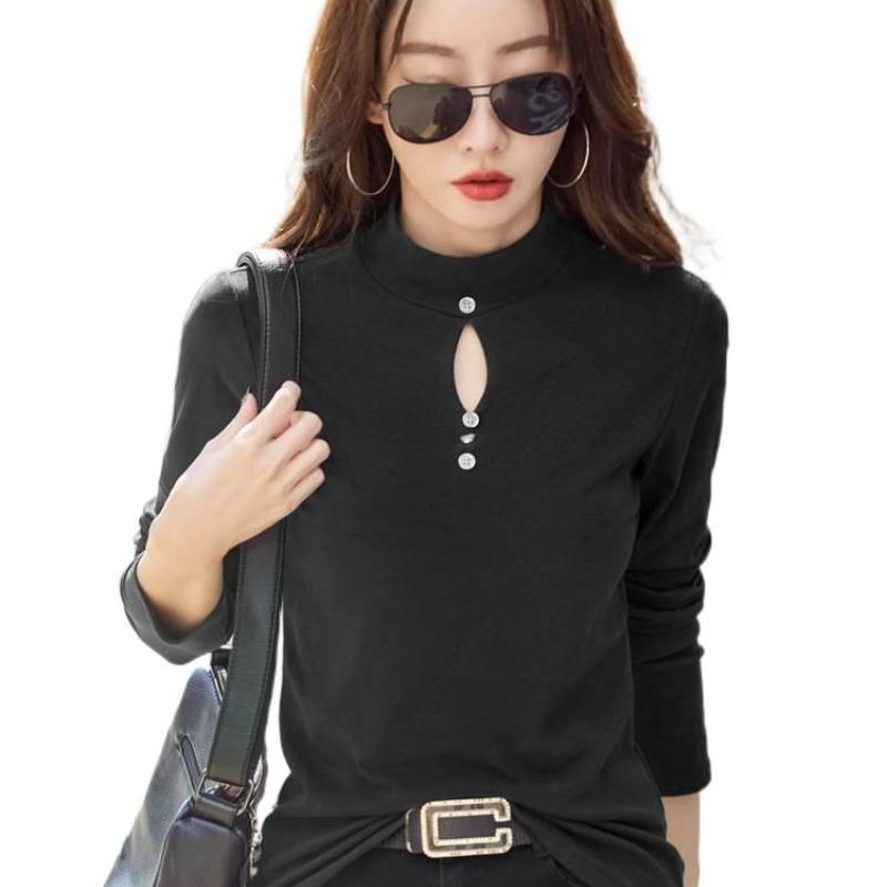 

Hollow-out High-neck Long-sleeve Base Shirt for Women S