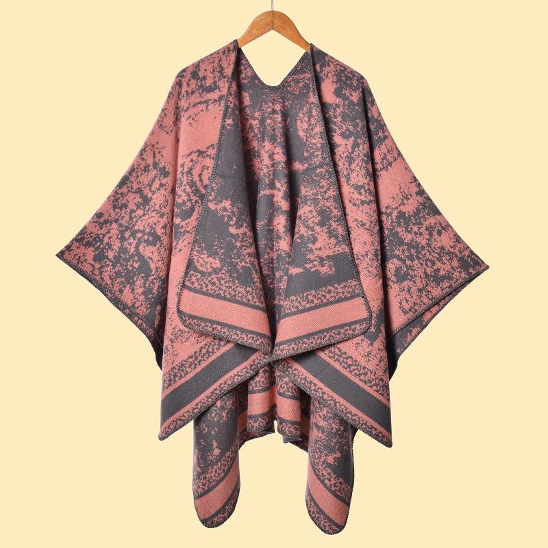 Literary niche women's scarf shawl forest series thickened warm imitation cashmere split double-sided shawl