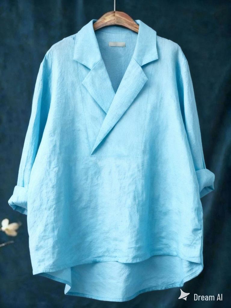 2025 Trendy European & American Women's Solid Suit Collar Shirt for Spring & Summer