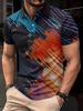 Casual Essential: Geometric Print Short Sleeve Polo Shirt for Men