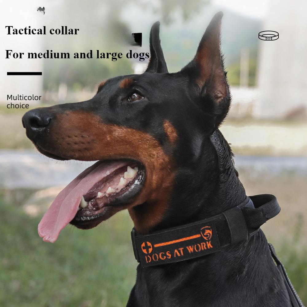 Large Dog Collar Durable Nylon Adjustable Pet Lead Outdoor Walking Training Collars Pitbull Labrador Supplies