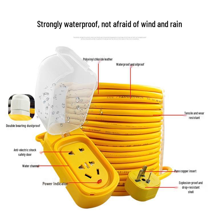 Waterproof & Antifreeze 2-Core Power Cord, National Standard, 1.5/2.5/4 Sq mm, Sheath Wire for Household Use.