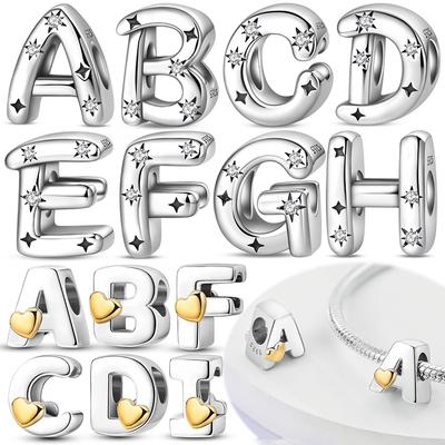 Copper Diy Name A-Z Alphabet Charms Bead Fit Original Bangle Bracelet Love Letter Dangle Pendant Jewelry Gift