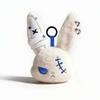 Gothic Bunny Plush Keychain Charm with Bandage Kawaii Key Ring Pendant Car Bag Ornament Halloween Gift Prank Toys