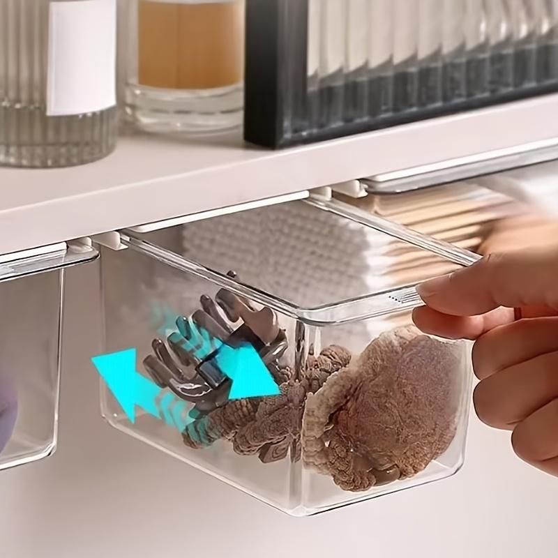 Clear Bathroom Storage Drawer, Under-Cabinet Pull-Out Organizer for Swabs, Makeup Storage Box with Transparent Design(1/2/3pcs)