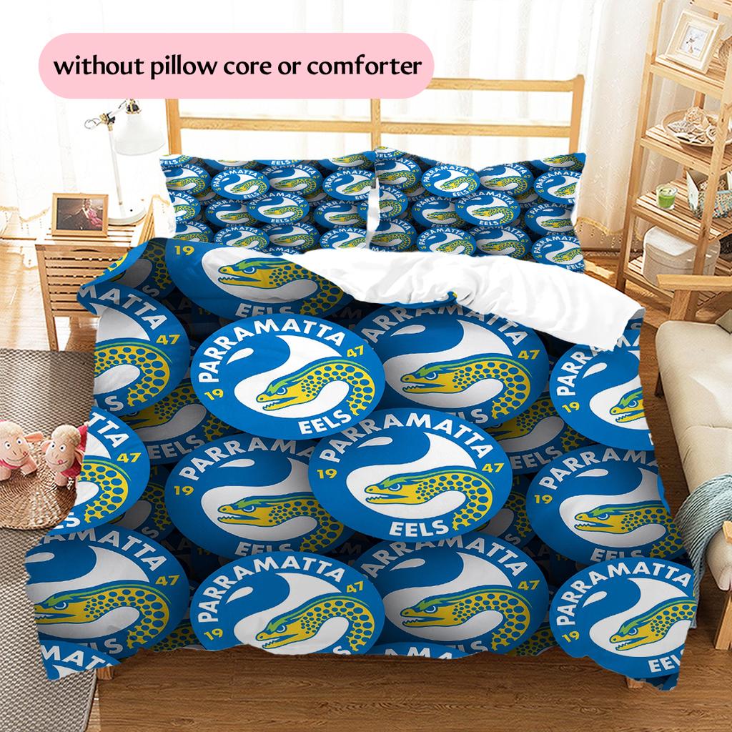 Biancheria da letto con motivo Parramatta Eels Decorazione per la casa Regalo di compleanno e festa (1 * copripiumino + 2 * federa, senza nucleo)