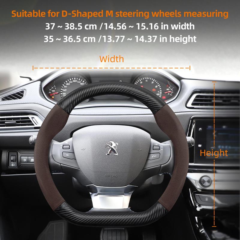 Housse de volant texturée fibre de carbone mate suédée adaptée pour Peugeot 206 208 3008 308 207 307 2008 508 5008 407 107 Partner Rifter