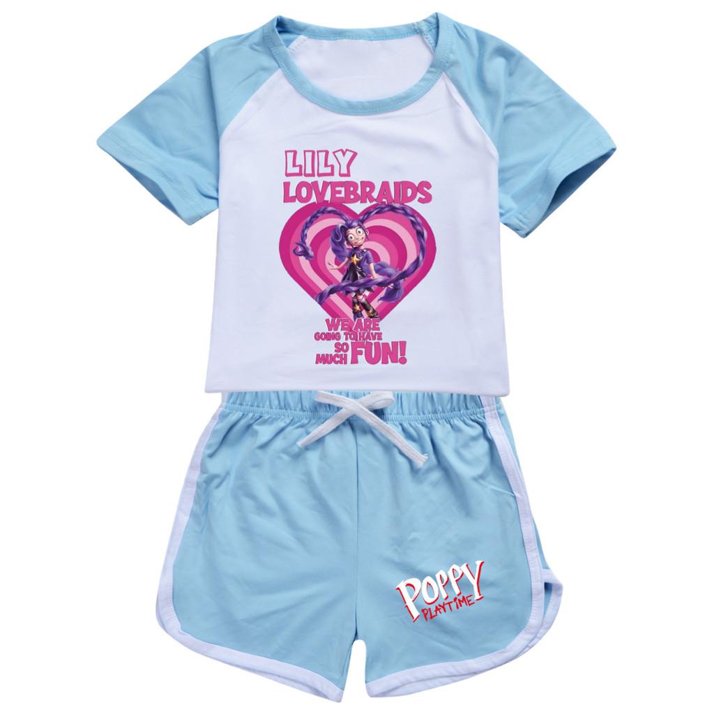 5580 Kids Girls Bobi Time Lily Printed Tracksuit Top Pants T-shirt Shorts Set