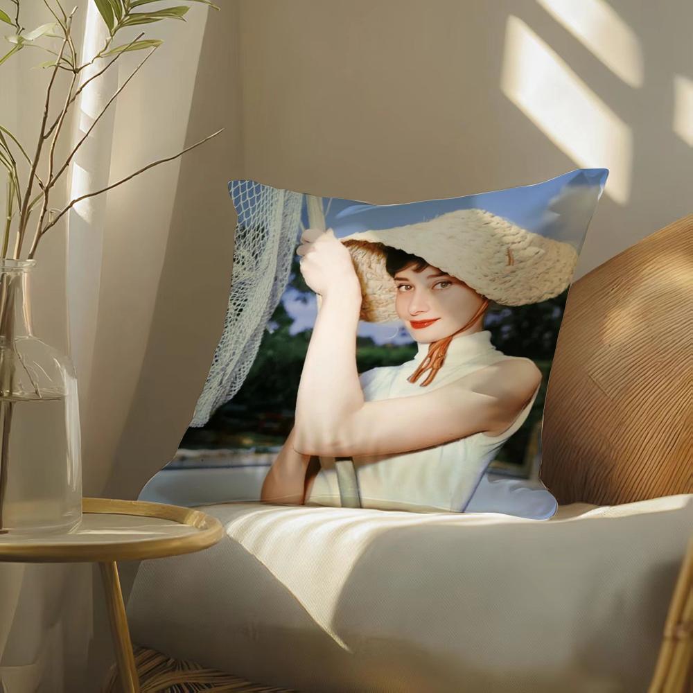 A-Audrey Hepburn Pillow Case Silky Elegant Comfort Sofa Bed Invisible Zipper