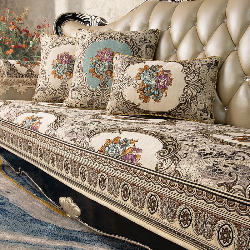 European Jacquard Sofa Covers Living Room Chenille Fabric Anti-slip Sofa Cushion New Year Christmas Home Sofa Decor Couch Cover