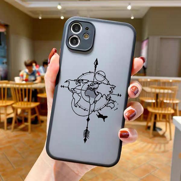 World Map Travel Camera Protection Phone Case For iPhone 11 13 12 14 15 16 Pro Max Mini 7 8 Plus XS XR SE20 Plane Hard PC Cover