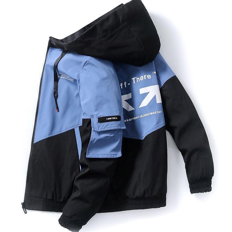 

Men s Coat Casual Korean Style Spring Fashionable Thin Topmen s Jacket Hood Student Workwear Jacket Harajuku Street Clothing S темно-синий