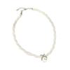 Women's Multi-layer Fried Dough Twists Collar Bone Winding Pearl Cross Short Necklace