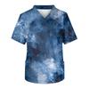 Men's Printing Short Sleeve V,neck Working Blouse Chest Pocket Carer Top