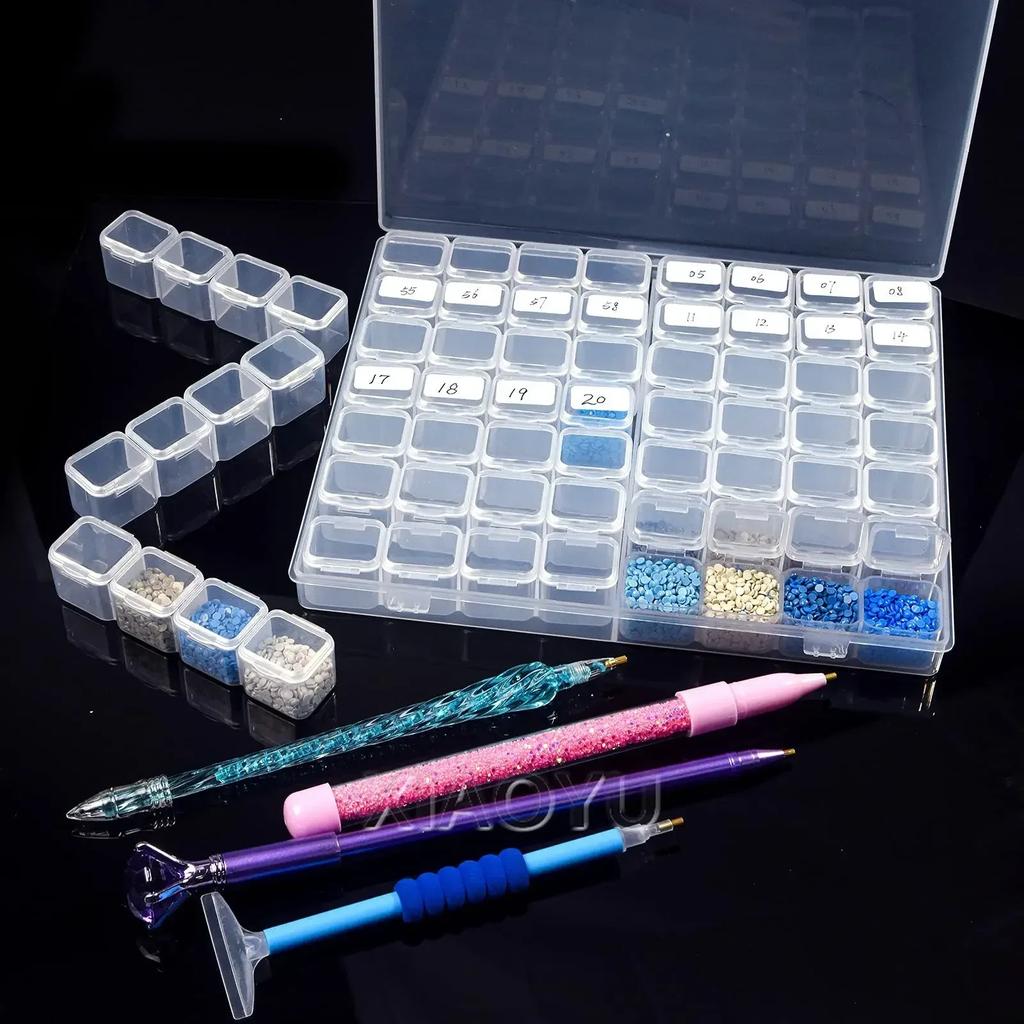 Transparente Kunststoff-Aufbewahrungsbox mit 28 Fächern, Aufbewahrungsbox für Diamantnägel, Strassperlen, Schmuck-Organizer, Malzubehör, Werkzeuge