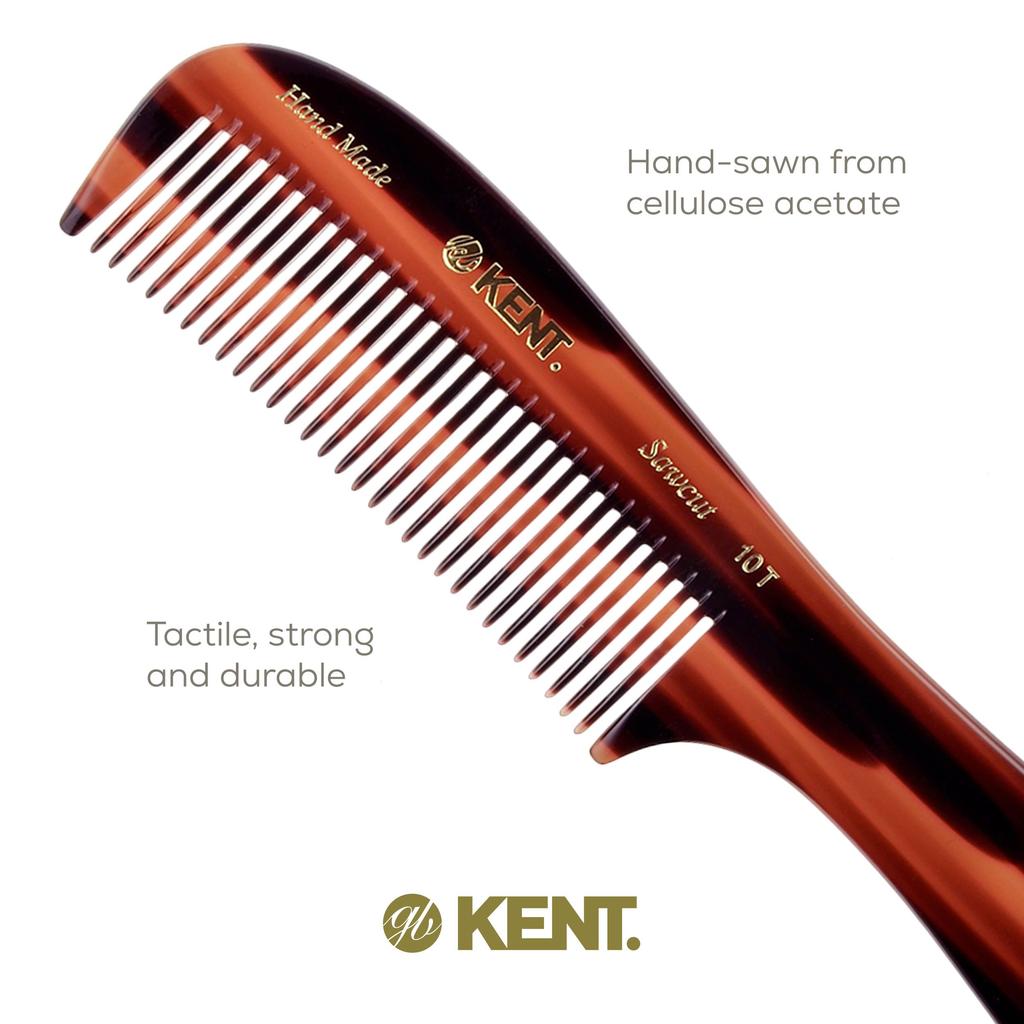 GB KENT Handmade Large Handle Rake Comb 200mm Jumbo Wide Tooth Anti-Static Classic Color