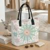  Boho Snowflake Print Canvas Tote Bag Casual Large Capacity Daily Shoulder Handbag 