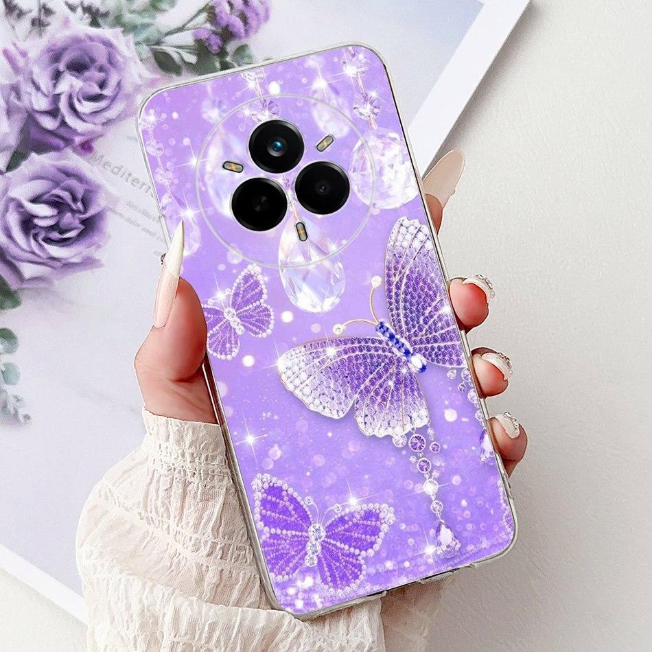 For Realme 14 Pro 14Pro+ Elegant Floral Cat Printed Phone Case For Realme 14 Pro Plus 14Pro 5G Soft Silicone TPU Cases