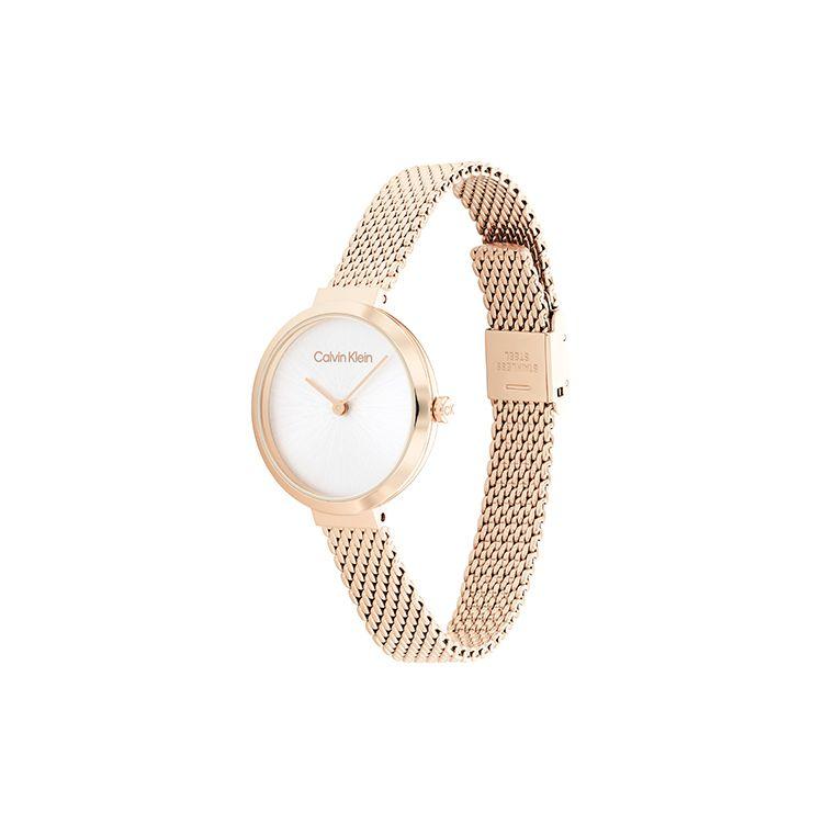 Calvin Klein Timeless Series Watch Quartz Movement Stainless Steel Strap 28Mm White Dial Simple Milan Strap Women Watches Silver 25200083
