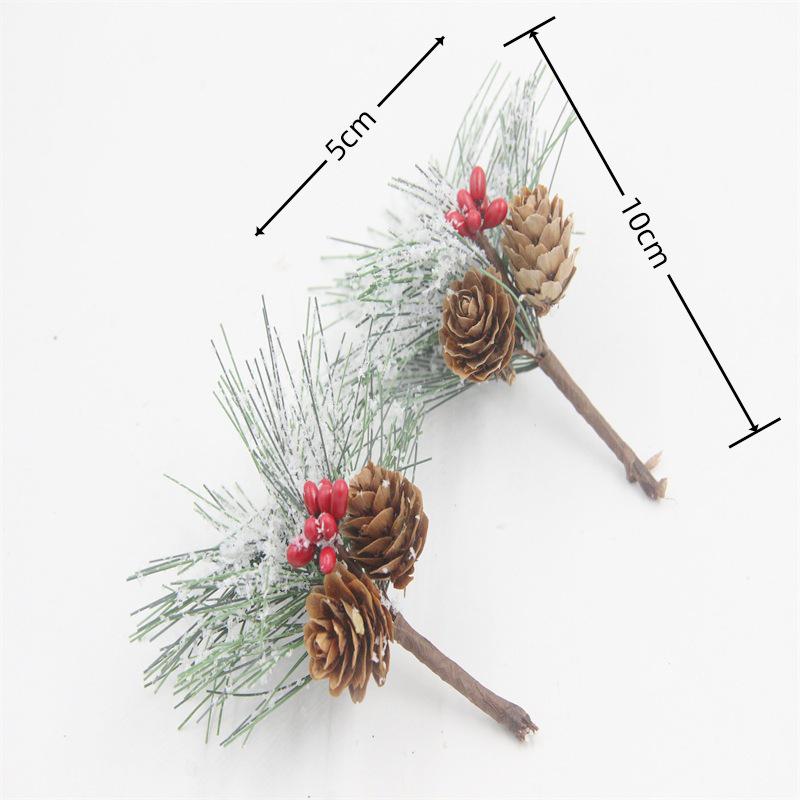 Snowflake Series Bell Beads Bouquet: Christmas Red Bean & Pine Decoration