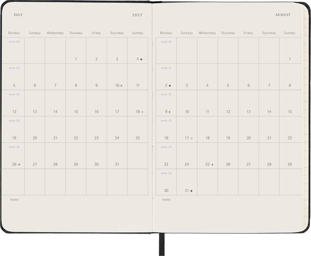 Moleskine 2027 Daily January 12 Pocket Size x Black DHB12DC2Y27 Diary, Start, Months, (9cm 14cm), Hardcover,