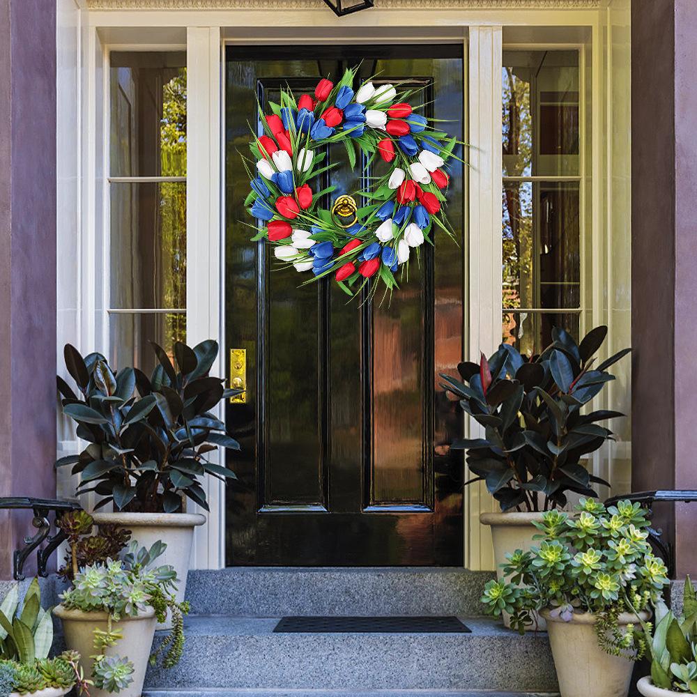 Garland Simulation Tulip Garland Door Ring Decoration Flower Silk Flower Simulation Flower Wall Decoration Pendant