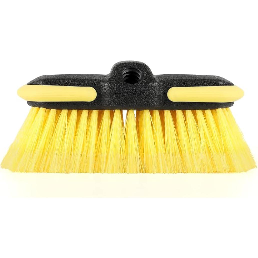 Car Wash Brush Head, Scrub Brush Attachment For Long Handle Extension Pole,Outdoor Broom And Scrubbing Brush For Cleaning Window, Wall, House Floor, Black and Yellow