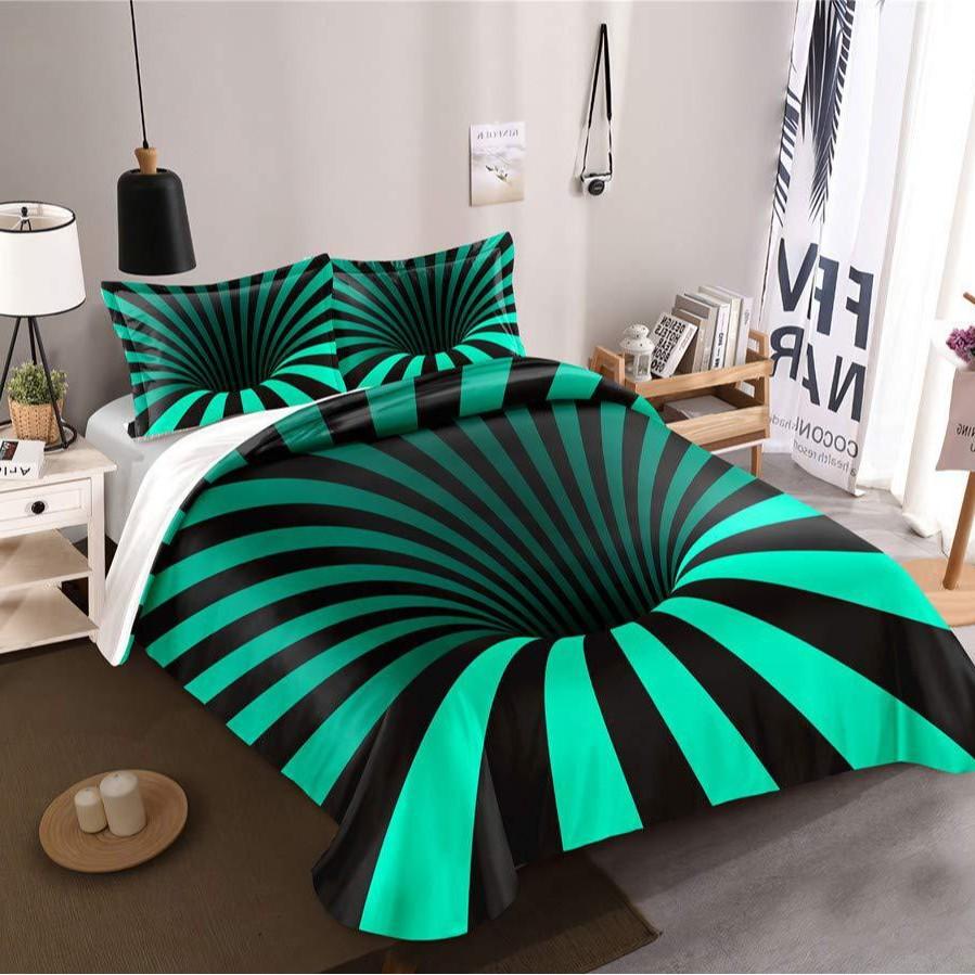 Black Hole 3D Duvet Set Psychedelic Geometric Pattern Digital Printing Bedding Three-Piece Set