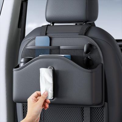 High-grade Seatback Storage Bag Leather Net Pocket Tissue Holder Car Back Seat Organizer  Vehicle