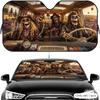 Funny Rockstar Skull Driving Sun Visor Car Windshield Sun Shade UV Protection Heat Insulation Cover Universal  Sun Protector