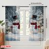 2pcs,2D Plane Printing Curtain Popular Christmas Snowman Forest Scene Versatile 100% Polyester (without Rod) Outdoor Decorations