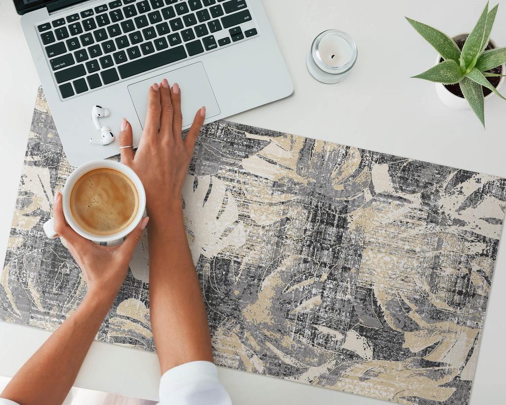 Anti-slip Vinyl Decorative Mat Leaves Retro Vintage 90x45 cm