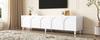 Lowboard TV Table Living Room, TV Cabinet with 5 Doors, Metal Feet, Made of PB and MDF, Modern Storage TV Board
