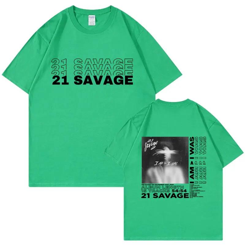 

Limited 21 Savage I Am I Was Album Cover T Shirt Men s Women Harajuku Vintage T-shirt Oversized Short Sleeve T Shirts Streetwear 4XL