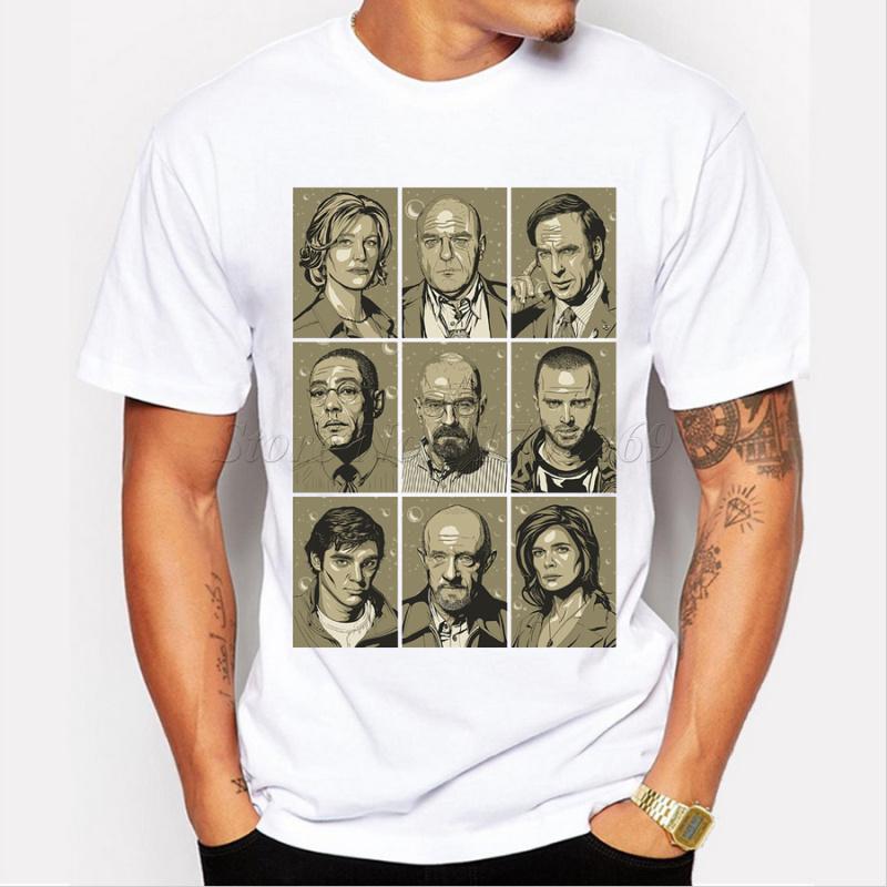 Popular men t shirt breaking bad characters retro printed male tee short sleeve casual tops hi