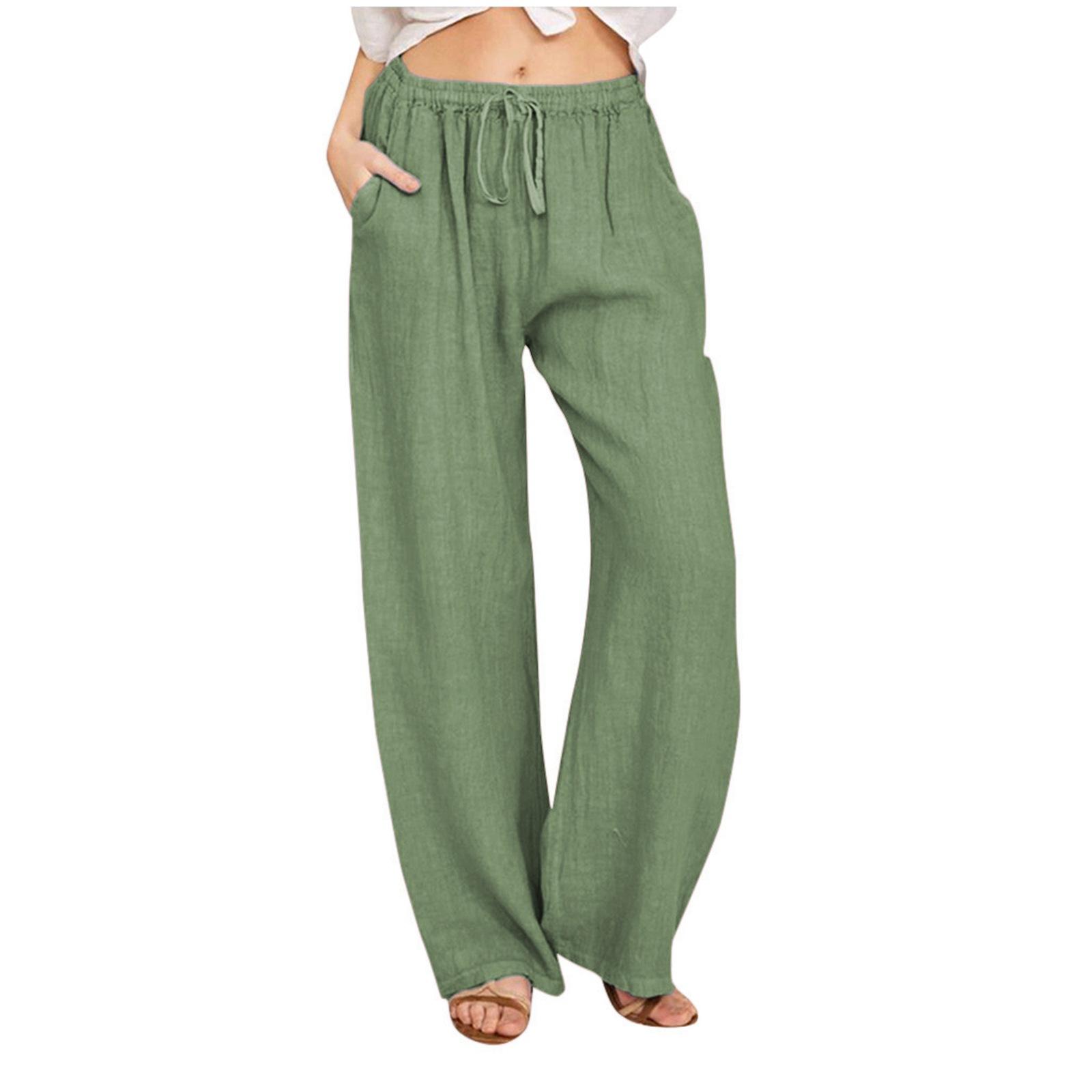 

YYFS Жіночі модні повсякденні одноколірні вільні штани з принтом Штани та капрі Повсякденні штани XXL зелений