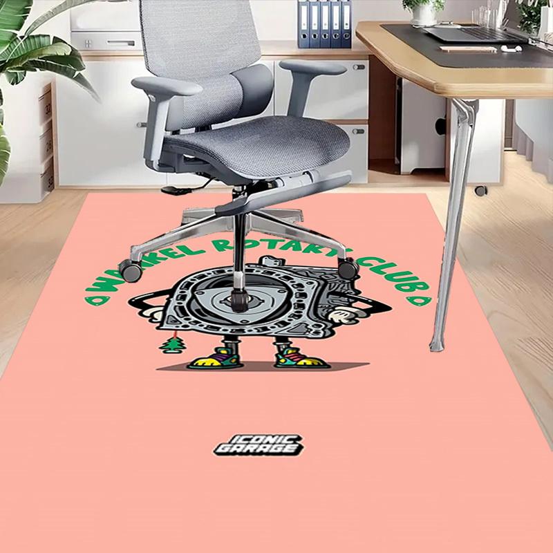 1pc Wankel Rotary Club Home Office, Durable Polyester Floor Mat with Easy, Office Decor, Urban Style, Nonslip Backing