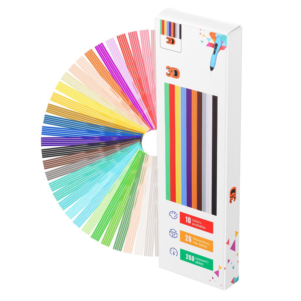 260/560Pcs 3D Doodler Pen Filament Refills Packs 3D Pen Filament Kid 3D Printer Doodler Pen Refill Packs for Craft Kid Present