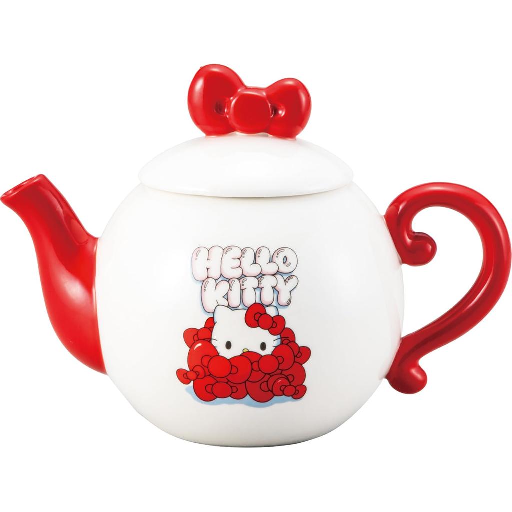 Sanrio Hello Kitty Edgy Teapot with Ribbon, White, Approx. 18 X 11 X 14 Cm, 500ml, SAN4798