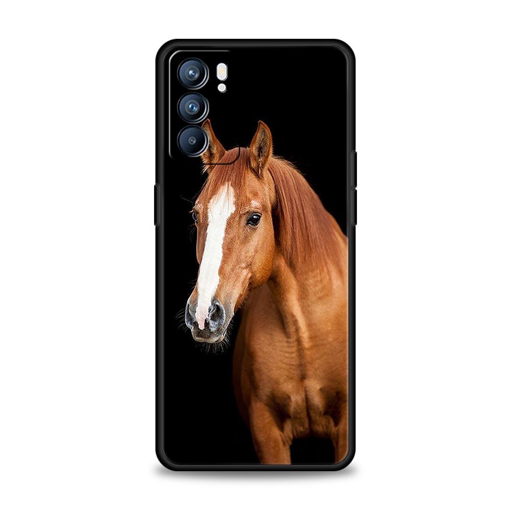 Animal Horse Phone Case For Oppo A17 A31 A54 A57 A78 A79 A98 Find X5 X6 Reno 6 7 8 10 11 12 13 F Pro 5G Soft TPU Cover Funda Bag