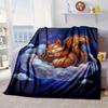 Squirrel Dreams Under Moonlight Blanket Flannel Blanket for Bed, Sofa, Camping, Hiking, Picnic Essentials, Gift for Family Fan Gifts