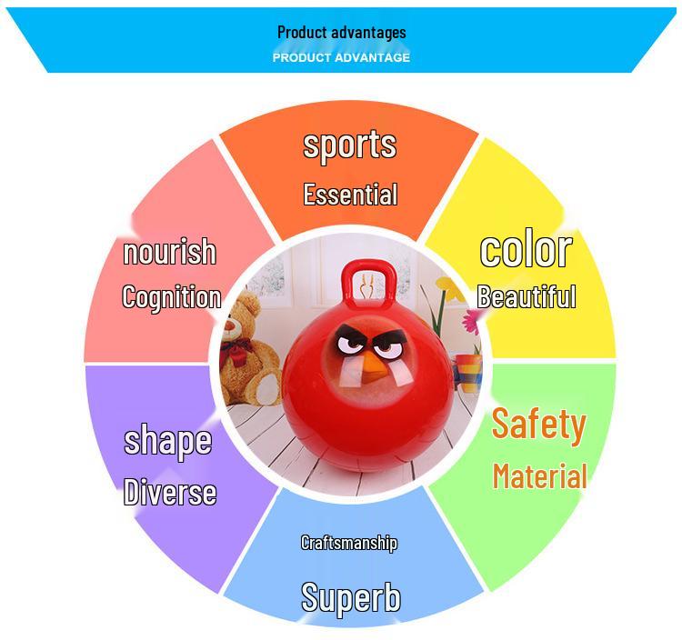 65cm Glossy Ram's Horn Massage Bouncy Ball with Handle for Kids