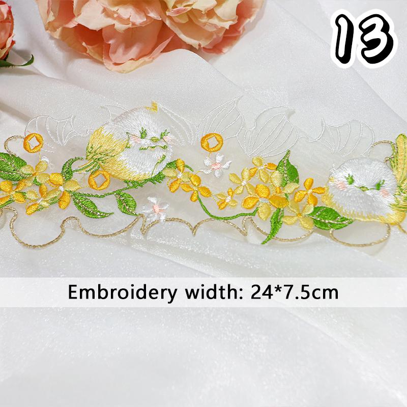 1 Pcs Chinese Style Embroidery Patch Hanfu Cheongsam Decor Trims Collar Waist Lace Shirts Neckline Edge DIY Sewing Accessories