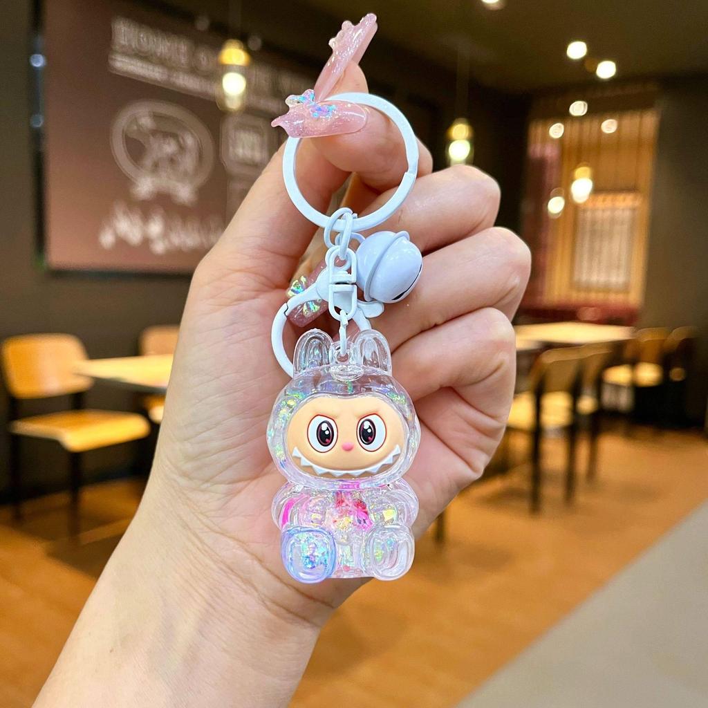 Labubu Plüschpuppe Handy-Anhänger: Niedlicher, farbenfroher, transparenter Rucksack-Anhänger-Schlüsselanhänger