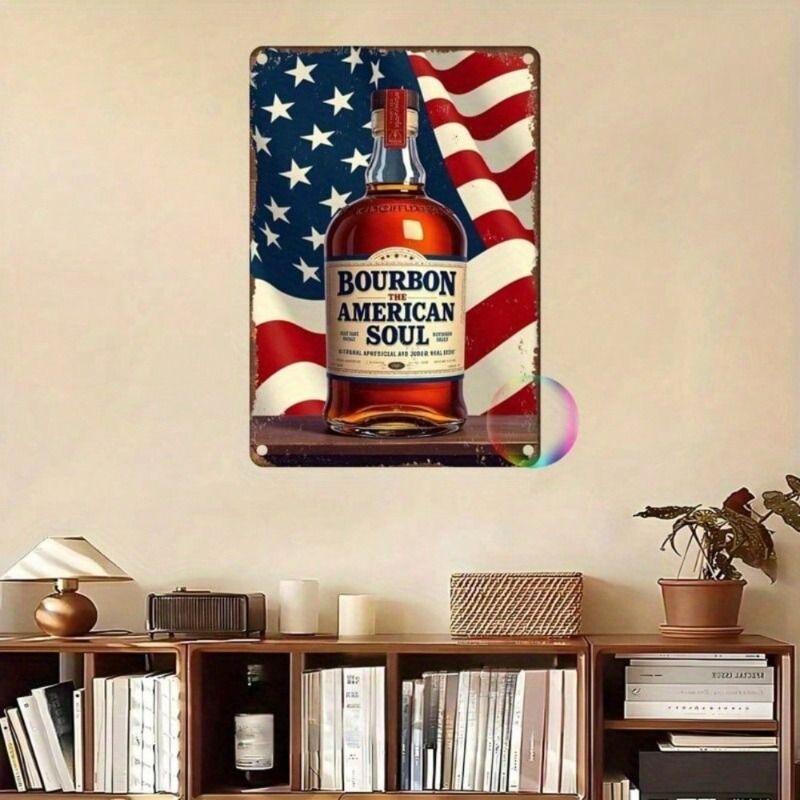Metal Wall Art Whiskey Bourbon Bar Decor 8x12 Inch Vintage Home Decoration