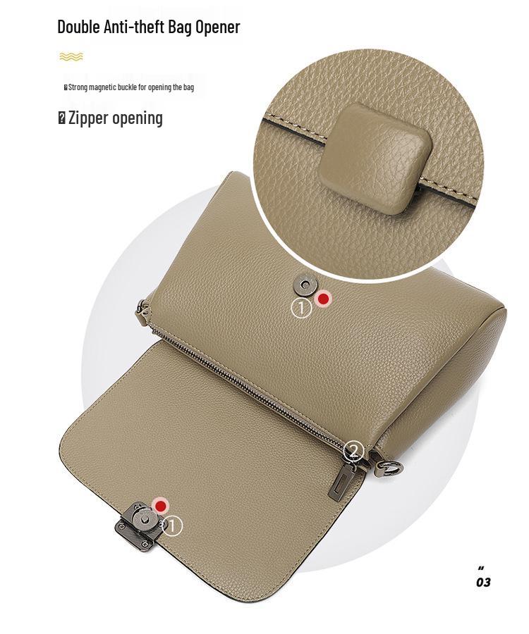 Borsa a Tracolla da Donna in Vera Pelle - Alla Moda, Versatile, Borsa a Spalla Antifurto per Mamme, Piccola Taglia, Estate 2026
