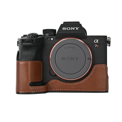Demi-étui d'appareil photo en cuir PU pour Sony A7R5 A7RM5 A7RV A7CII A7C2 Couvercle inférieur avec ouverture pour batterie